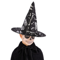 Čarodějnický klobouk s motivem kostí